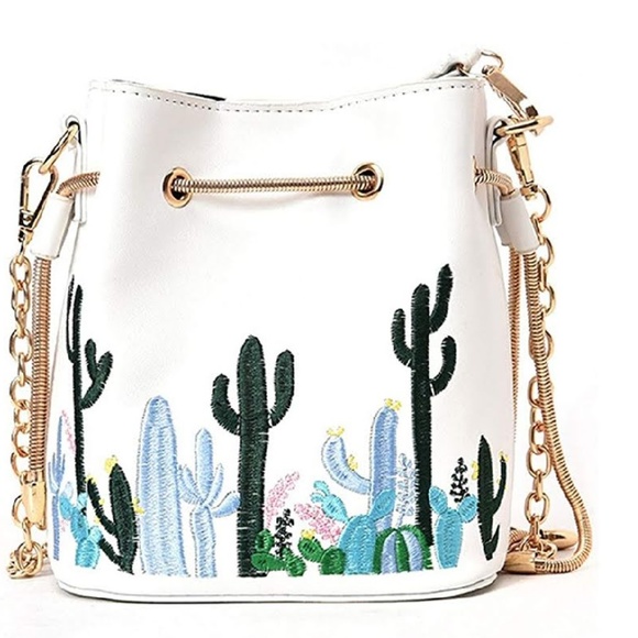 🖤 HP 🖤 White Cactus Print Bucket Bag - Picture 5 of 6